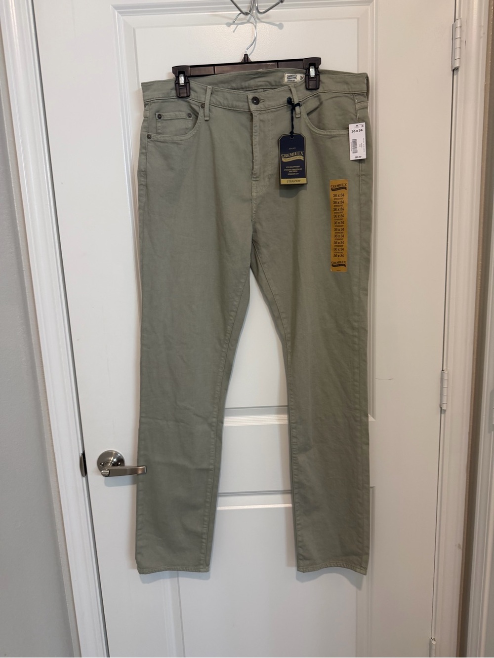 NWT Cremieux Premium Denim Straight Leg Stretch Jeans Sage Green 36x34